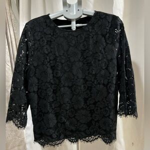 Ann Taylor Black Floral Lace Blouse